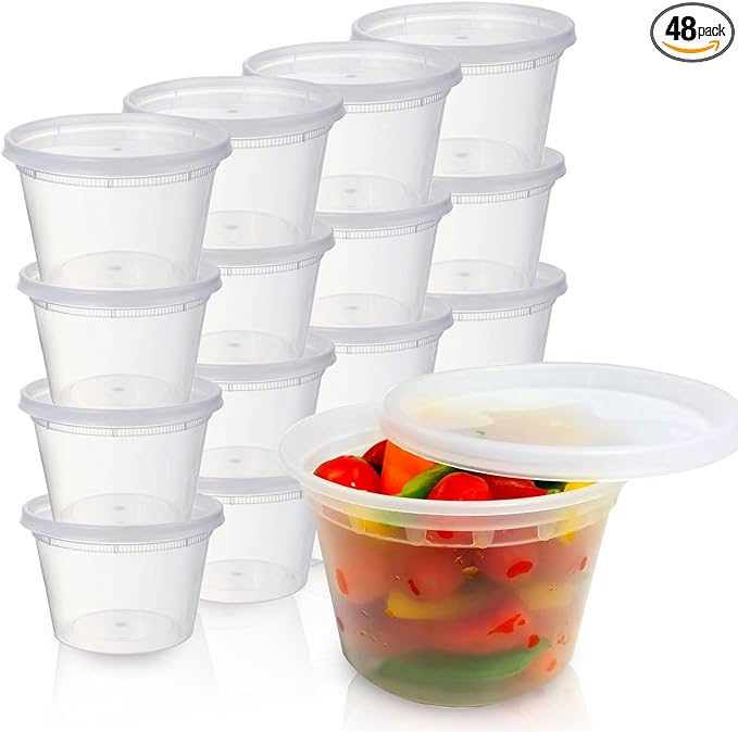 CONTAIN FRESH Deli Containers with Lids, Food Storage Containers with Lids 16 oz (16 oz - 48 Sets)