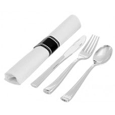NAPKIN ROLL FORK KNIFE SPOON SILVER (100)