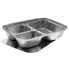 3 COMPARTMENT OBLONG FOIL PAN WITH FLAT LID