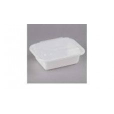 12 oz plastic cont. rectangle combo white microwaveable (150)