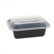 12 oz plastic cont. rectangle combo BLACK microwaveable (150)