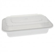 16 oz plastic cont. rectangle combo white microwaveable (150)