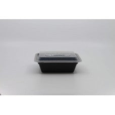 16 oz plastic cont. rectangle combo BLACK microwaveable (150)