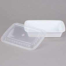 24 oz plastic cont. rectangle combo white microwaveable (150)