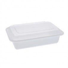 32 oz plastic cont. rectangle combo white microwaveable (150)