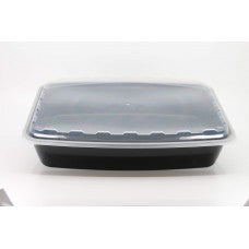 84 oz plastic cont. rectangle combo BLACK microwaveable (100)