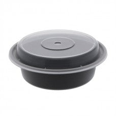 16 oz plastic cont. round combo BLACK microwaveable (150)