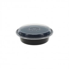 24 oz plastic cont. round combo BLACK microwaveable (150)