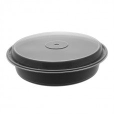 48 oz plastic cont. round combo BLACK microwaveable (150)