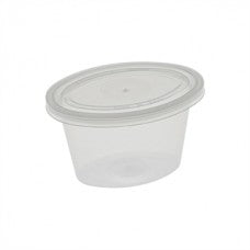 1 oz. oval clear portion cup with lid (500)