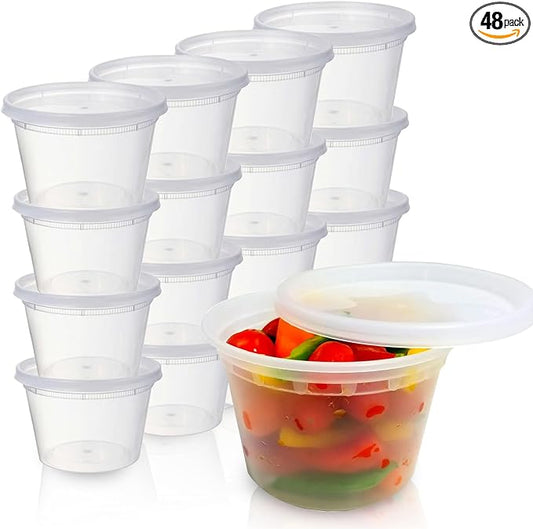 CONTAIN FRESH Deli Containers with Lids, Food Storage Containers with Lids 16 oz (16 oz - 48 Sets)