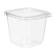 24OZ CLR SQR PET HINGED Plastic Container Showcase (264)