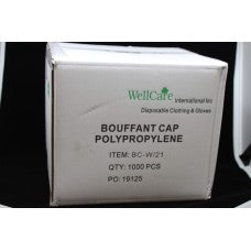 21" BOUFFANT CAPS 10/100 WHITE