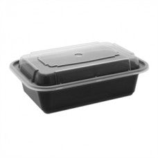 12 oz plastic cont. rectangle combo blk(150)